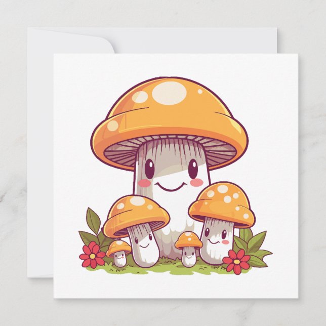 Pilze für die Ernährung, glücklicher kawaii-Stil (Vorderseite)