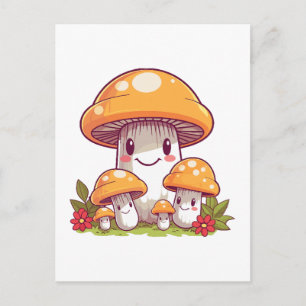 Pilze für die Ernährung, glücklicher kawaii-Stil Postkarte