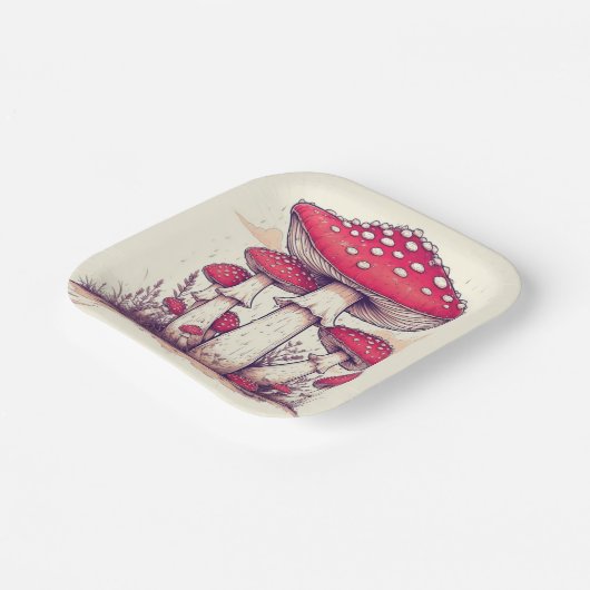 Pilze Geburtstag oder Dusche Pappteller (Gewinkelt)