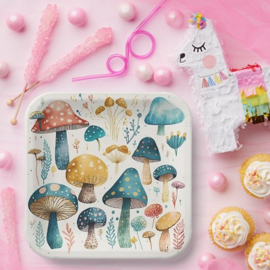 Pilze Geburtstagsdusche Pappteller (Party)