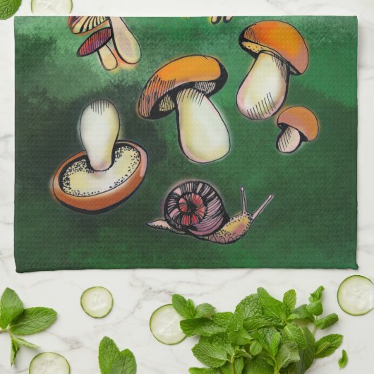 Pilze Geschirrtuch (Gefaltet)