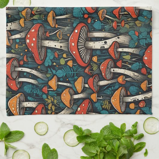 Pilze Geschirrtuch (Gefaltet)