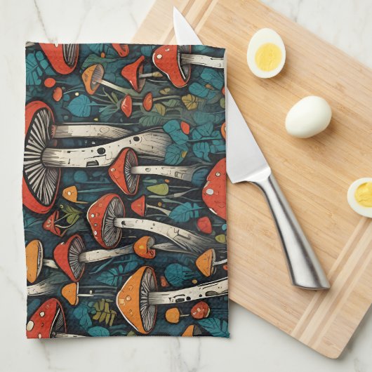 Pilze Geschirrtuch (Viertel Falte)