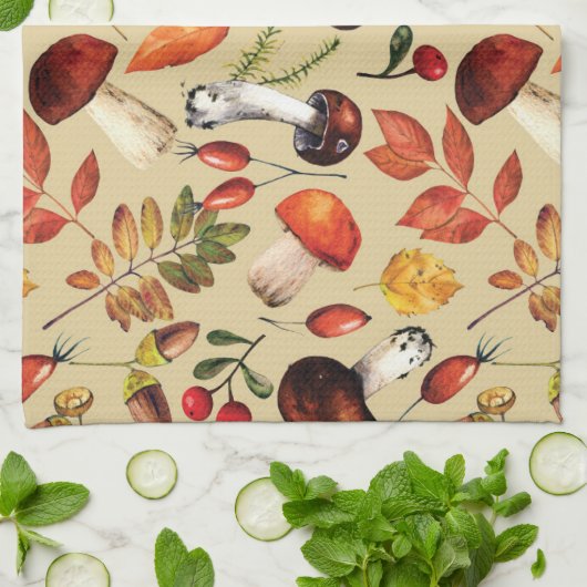 Pilze im Herbst Geschirrtuch (Gefaltet)