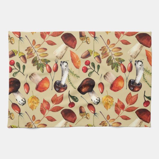 Pilze im Herbst Geschirrtuch (Horizontal)