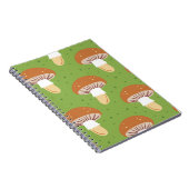 Pilze im Herbst: nahtloses grünes Muster. Notizblock (Rechte Seite)