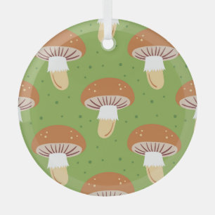 Pilze im Herbst: nahtloses grünes Muster. Ornament Aus Glas