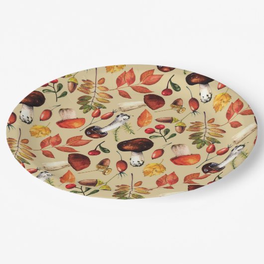 Pilze im Herbst Pappteller (Schrägansicht)