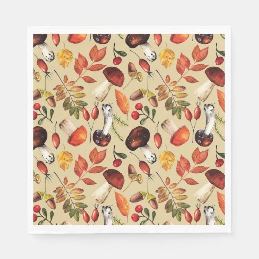 Pilze im Herbst Serviette (Vorderseite)