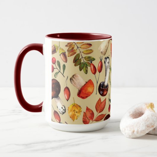 Pilze im Herbst Tasse (Mit Donut)