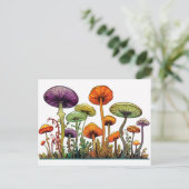 Pilze in grüner Orange Postkarte (Stehend Vorderseite)