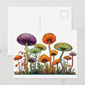 Pilze in grüner Orange Postkarte (Vorne/Hinten)