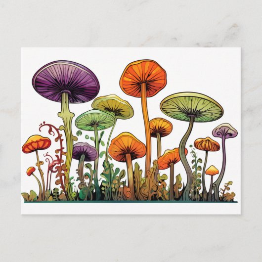 Pilze in grüner Orange Postkarte (Vorderseite)