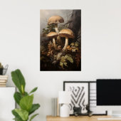 Pilze in Moosfarn, Waldpilze fallen Poster (Heimbüro)