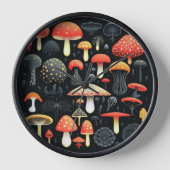 Pilze in schwarzem Untergrund Uhr (Vorderseite)