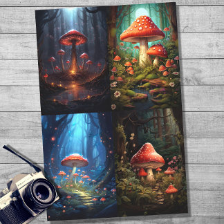 Pilze in WaldCollage 1 Dekopapier Seidenpapier