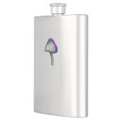 Pilze in weißen Trippy-Psychedelic-Farben Flachmann (Links)