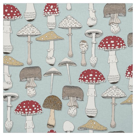 Pilze in Zeladon blau Stoff (Muster)