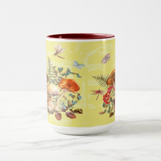 Pilze, Libellen, Motten und Schnecken Tasse (Zentrum)