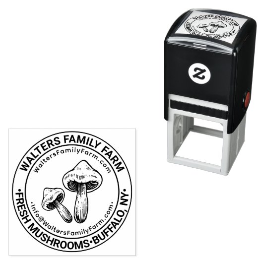 Pilze-Logo Firmenname URL E-Mail Permastempel (Beispiel)