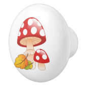 Pilze mit Blätter aus Rotkehlchen Keramikknauf (Rechts)