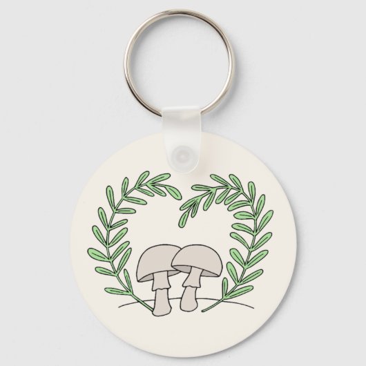 Pilze mit Herz-Fern-Blätter Schlüsselanhänger (Vorderseite)