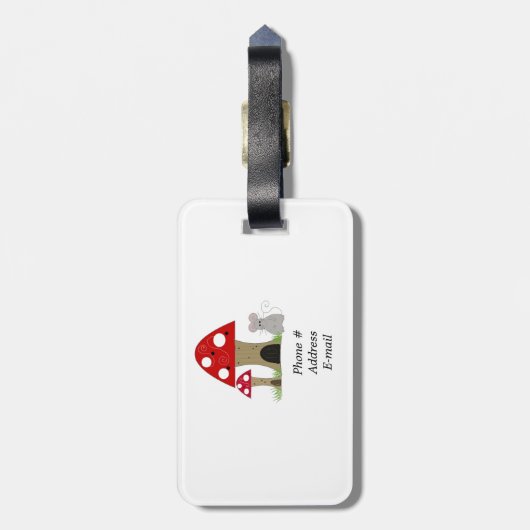 Pilze mit kleiner Maus Gepäckanhänger (Rückseite vertikal)
