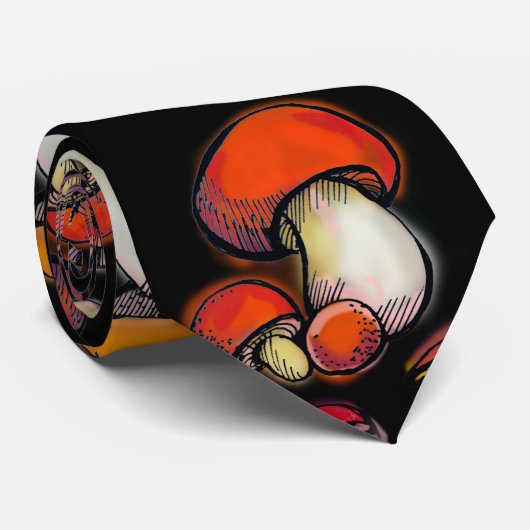 Pilze mit schwarzem Hintergrund Krawatte (Gerollt)