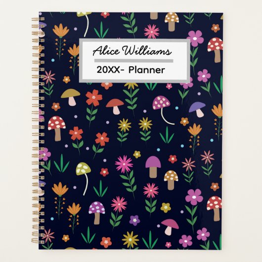 Pilze mit Whimsischer Blume Personalisiert Planer (Vorderseite)