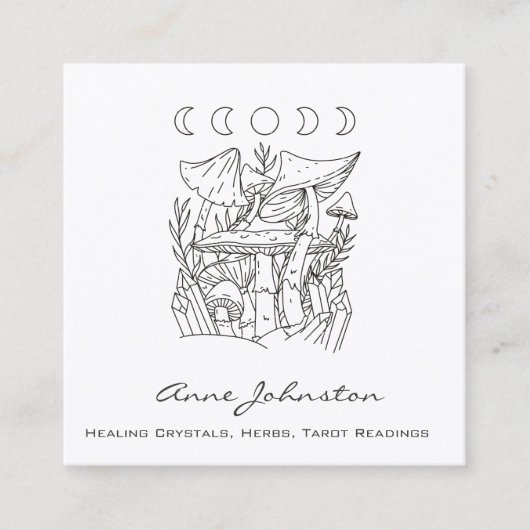 Pilze, Monde und Kristalle Quadratische Visitenkarte (Vorderseite)