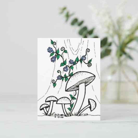 Pilze & Morgengläser Postkarte (Stehend Vorderseite)