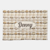 Pilze Muster braun, beige und grau Geschirrtuch (Horizontal)