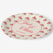 Pilze Niedlich Retro Kawaii Kundenname Pappteller (Schrägansicht)