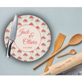 Pilze Niedlich Retro Kawaii Kundenname Schneidebrett