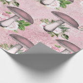 Pilze Pink Woodland Antikes Vintages Ephemera Geschenkpapier (Ecke)