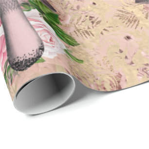 Pilze Pink Woodland Vintage Rose Damask Geschenkpapier
