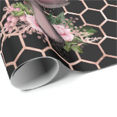 Pilze Rose Woodland Pink Floral Honeycomb Geschenkpapier (Rolleneckpunkt)
