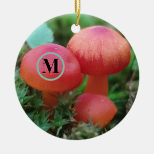 Pilze rot mit Monogramm Keramik Ornament