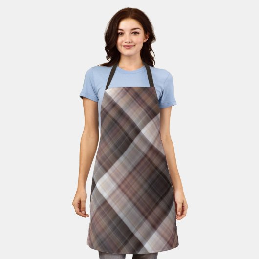 Pilze Rustikale Braune Plaid Schürze (Getragen)