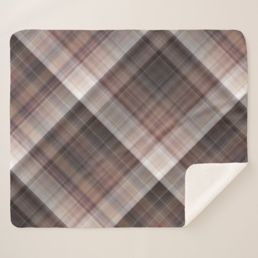 Pilze Rustikale Braune Plaid Sherpadecke (Vorderseite (Horizontal))