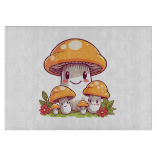 Pilze sammeln, glücklicher kawaii Stil Schneidebrett