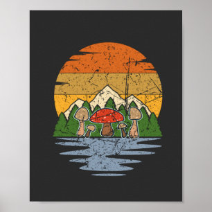 Pilze Sammeln Retro Poster
