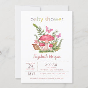 Pilze Schmetterling Punkte Baby Shower  Einladung