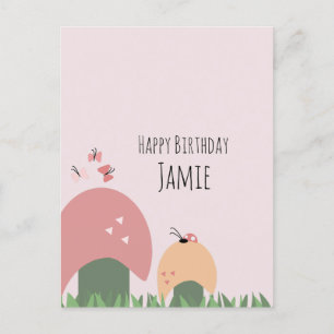 Pilze, Schmetterlinge und Marienkäfer Alles Gute z Postkarte