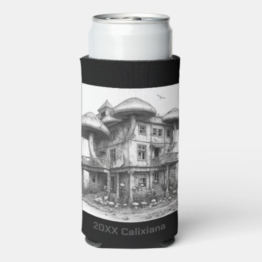 Pilze Schwarz-Weiß Selters Dosenkühler (Seltzer Rückseite)