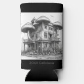 Pilze Schwarz-Weiß Selters Dosenkühler (Rückseite)