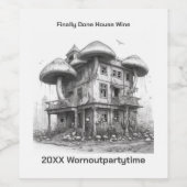 Pilze Schwarz-Weiß Weinetikett (Einzelnes Label)