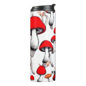 Pilze schwimmen skurril, weiß, rot thermosbecher (Nach links gedreht)