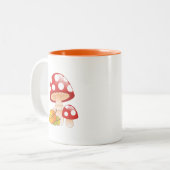 Pilze und Blätter aus Rotkehlchen Zweifarbige Tasse (Vorderseite Links)