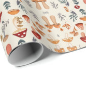 Pilze und Blätter Geschenkpapier (Rolleneckpunkt)
